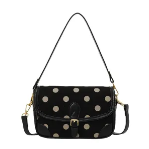 Dames schoudertas met polkadots retro mode casual crossbody tas chic kleine handtasje