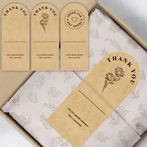 Kraft Copperplate Paper Thank You Seal Stickers Arch Shaped Gift Packaging Label Stickers Decorative Craft Labels