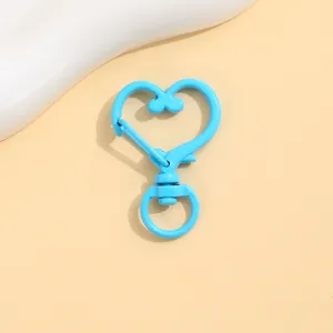 Blue heart shaped lobster clasp keychain metal hardware DIY jewelry handmade accessory part