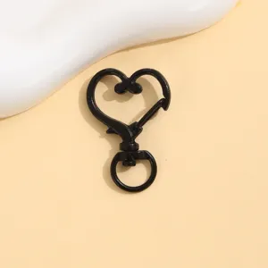 Black heart-shaped lobster clasp swivel snap hook keychain DIY jewelry making accessories.