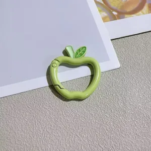 Detailed shot of green apple shape spring ring keychain pendant diy jewelry accessory charm 90c