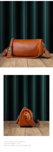 Genuine leather shoulder bag women vintage barrel bag ethnic strap crossbody bag