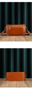 Genuine leather women shoulder crossbody bag detail view showing back pocket and structure
