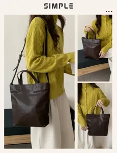 Women large capacity brown shoulder tote bag casual minimalist stylish handbag new