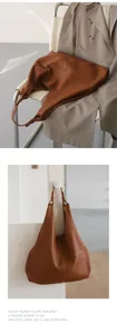 Genuine leather hobo bag vintage brown shoulder tote stylish commute handbag for women
