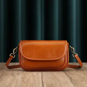 Women Genuine Leather Crossbody Bag Niche Design Soft Interlayer Zipper Shoulder Small Square Bag Casual Commuter Handbag