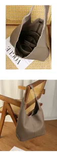 Women genuine leather slouchy shoulder bag large capacity hobo commuting tote bag stylish