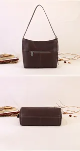 Slouchy brown leather underarm shoulder bag for women, versatile minimalist commuting hobo bag.
