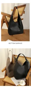 Genuine leather hobo shoulder bag for women, large capacity casual tote bag for daily commuting.