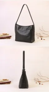 Classic dark brown leather shoulder bag, minimalist underarm hobo bag for women daily commute.