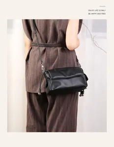 Genuine leather pleated shoulder bag minimalist cloud crossbody bag for women daily commute
