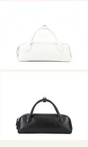 Top-grain leather mini boston bag, stylish commute handbag and elegant shoulder pillow bag.