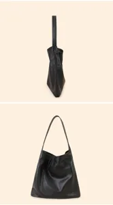 Minimalist vintage large capacity women leather shoulder bag daily commuting underarm tote bag.
