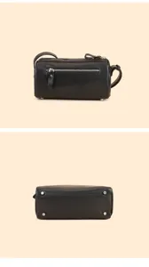 Black leather cylinder bag minimalist mini pillow crossbody bag chic daily commuter shoulder bag