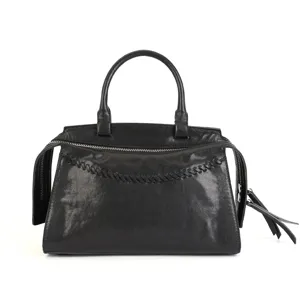 Retro distressed genuine cowhide woven handbag, large capacity leather shoulder commuting bag.