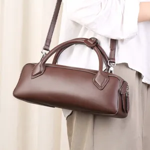 Women Genuine Leather Boston Bag Top Layer Cowhide Handbag Niche Design Commuting Pillow Bag Fashion Crossbody Bag