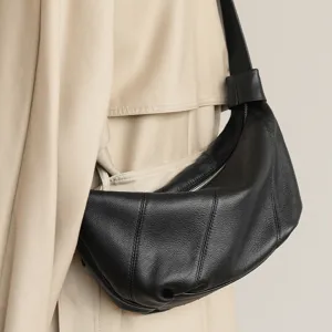 Minimalist Soft Leather Dumpling Bag For Women Versatile Solid Color Underarm Crossbody Shoulder Bag Casual Handbag