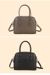 Classic leather Boston handbag for women, elegant shoulder crossbody bag for daily work.