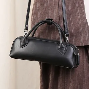 Genuine leather Boston bag for women, stylish niche pillow shoulder crossbody bag daily.