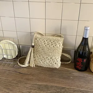 Bolso cruzado de paja trenzada bolso de hombro informal de verano ligero bolso de moda