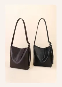 Genuine leather shoulder bucket bag women casual crossbody tote bag daily commuting.