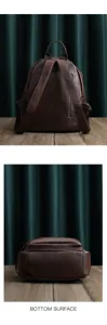 Retro genuine leather backpack for women, large capacity vintage travel school bag daily use.