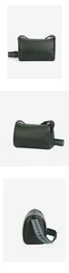 Dark green leather crossbody pillow bag with ethnic woven strap, stylish niche shoulder bag.