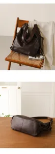 Genuine leather women's shoulder bag, stylish top layer cowhide casual large capacity daily hobo bag.