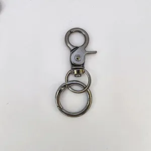 Mosquetón giratorio de aleación de zinc gunmetal anillo de resorte llavero DIY