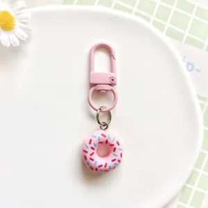 Leuke roze donut sleutelhanger simulatie voedsel tas charme U-vormige sluiting hanger