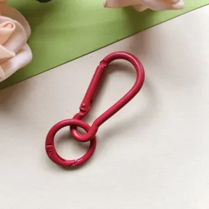 Red alloy painted gourd snap hook with round ring, ideal for DIY keychain bag charms.