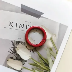 Red metal spring ring 25mm round keychain clasp bag clip accessory fastener hardware DIY loop