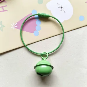 Green metal bell key ring with steel wire loop, cute bag pendant and small gift hanging ornament.