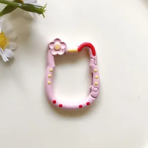 Carino gatto lega molla gancio portachiavi DIY bagagli accessori fiore ciondolo.