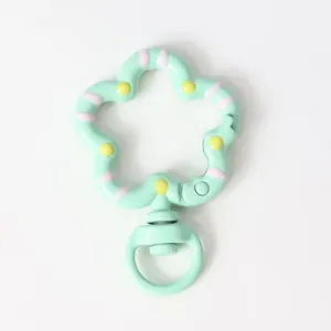 Cute floral snap hook metal keychain DIY charm spring gate ring bag accessory pendant