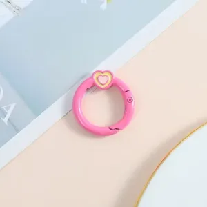 Mosquetón de resorte con corazón rosa para llavero DIY accesorios de bolso manualidades