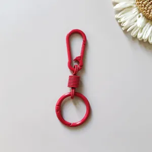 Red zinc alloy spring keychain carabiner clip ring for car waist hanging bag accessory