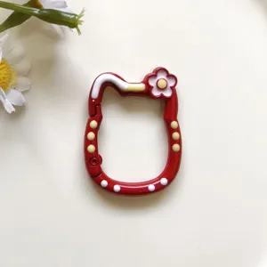 Forma Hello Kitty metallo lega molla moschettone portachiavi accessorio gioielli fai da te.