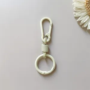 Zinc alloy spring keychain ring carabiner car waist hanging clip bag accessory detail view.
