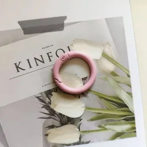 Pink metal spring ring 25mm round snap hook clip for bags keychains DIY craft accessories