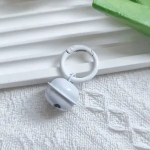 White metal bell pendant with spring clasp, perfect for DIY keychain and bag decoration.