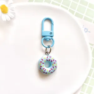 Blauwe donut sleutelhanger schattige hars voedsel speel ring mooie tas hanger accessoire