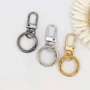 Zinklegering Veer Drukknop Sleutelhanger DIY Tassenhanger Metalen Ring Hardware Meerkleurig Sieraden Maken Ambachtelijke Accessoires