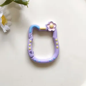 Moschettone gatto viola lega goccia olio portachiavi accessorio borsa gioielli diy charm