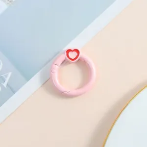 Cierre de resorte con corazón rosa para llaveros DIY accesorios de cadena de teléfono.