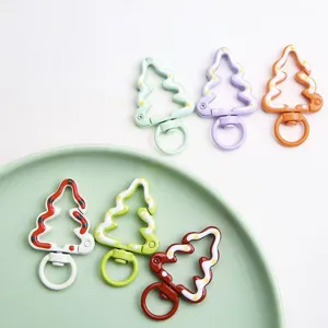 Christmas tree drip oil spring clasp alloy DIY jewelry accessory keychain bag charm detail.