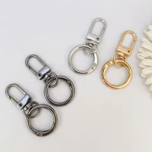 Zinklegering sleutelhanger veerring set, metalen karabijnhaak en haak voor DIY ambachten.
