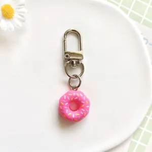Roze donut sleutelhanger schattige hars eten hanger esthetische tas accessoire charm