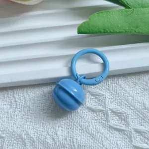 Blue candy color metal bell pendant with spring buckle keychain DIY charm bag decoration.