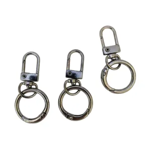 Zinklegering metalen sleutelhanger draaibare snaphaak en ronde veerring voor DIY tassen accessoires